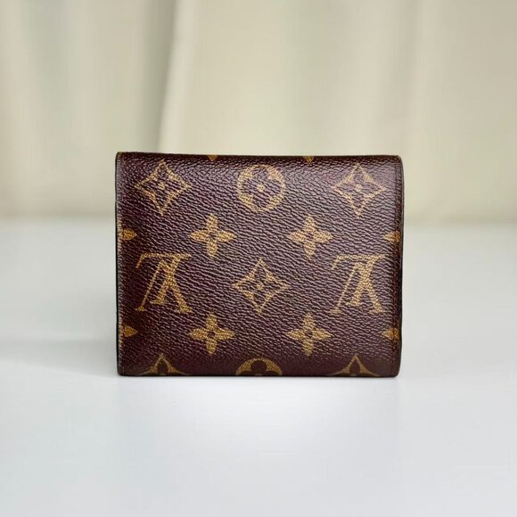 Louis Vuitton Monogram Canvas Small Card Holder Brown Goods with Red Button - Picture 2 of 7